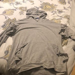 Cotton gray hoodie with ruffle details
